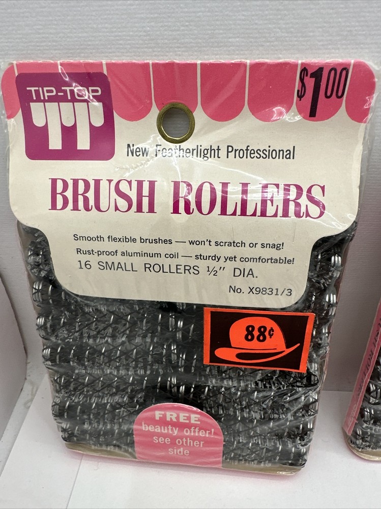 Tip-Top Brush Rollers Vintage One Pack Is New Other Has 2 Missing 1/2 Size