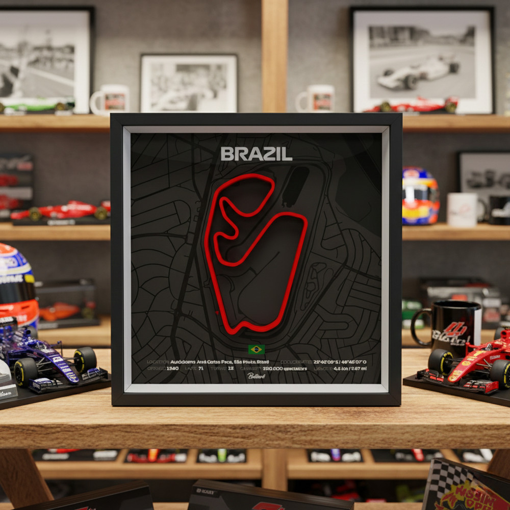 Brazil Interlagos 3D Shadow Box – Minimalist Formula One Wall Art