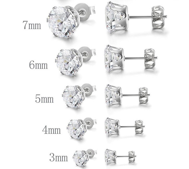 stainless steel cz earrings 5 pair set