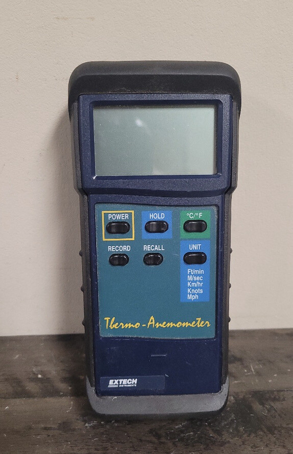 Extech Instruments 407123 Thermo-Anemometer with Case Missing Probe Works!