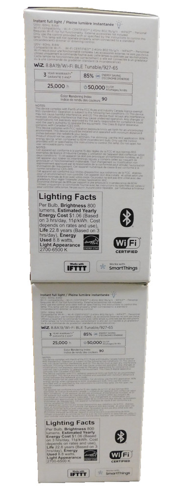 WIZ LED 800lm Warm Cool WiFi Connected Bulbs-6 Count Smart Lighting