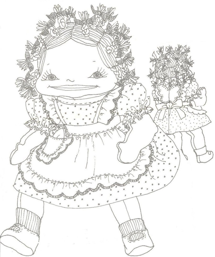 Sewing pattern for 14" girl rag fabric doll with clothes pattern CUTE!!