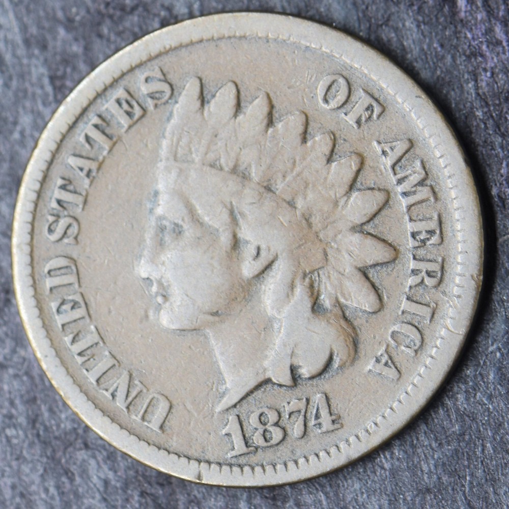 1874 Indian Head Cent 1C- COINGIANTS -