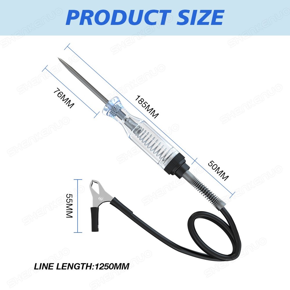 Wire Piercing DC Voltage Circuit Tester 6-24V 12V Hook Probe Tester Test Light
