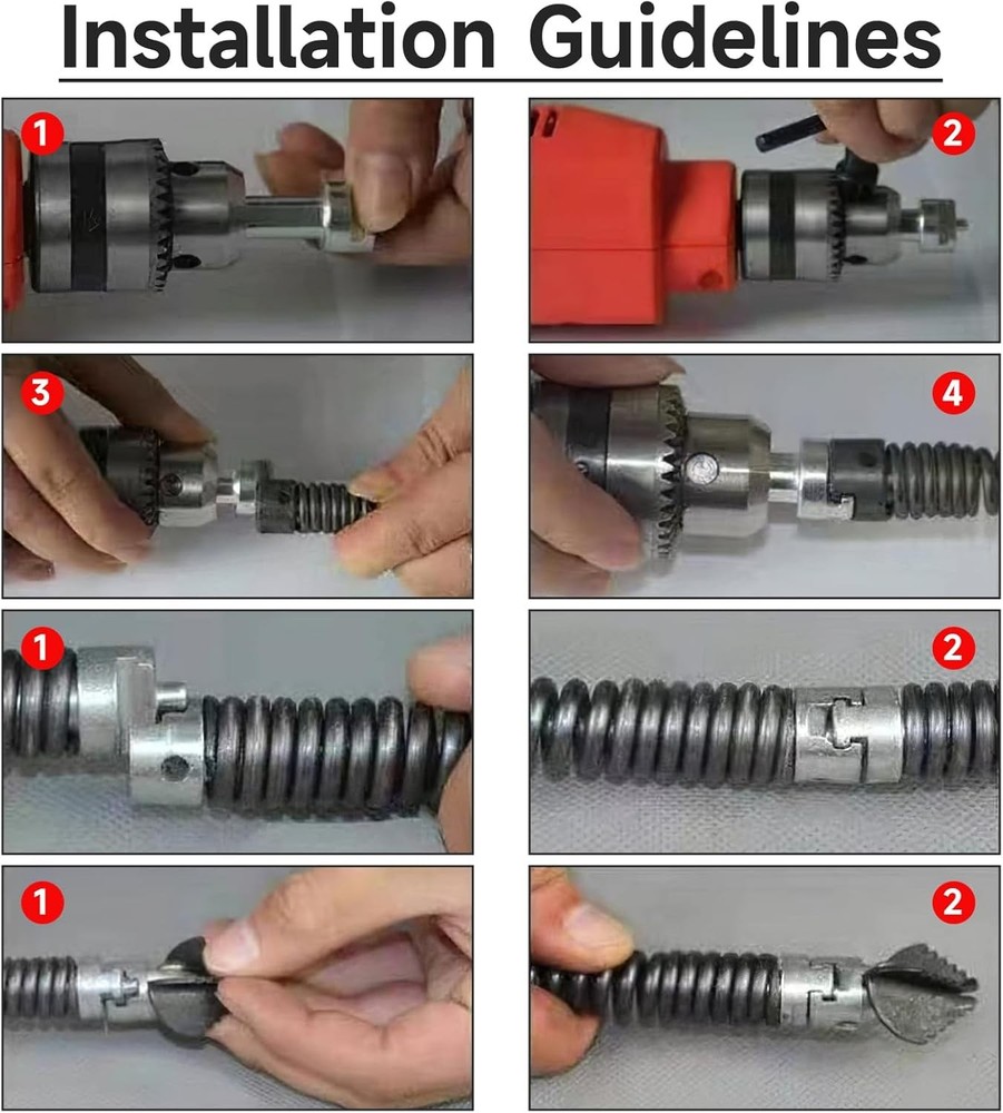 7Pcs Drain Cleaner Combination Cutter Head Set,