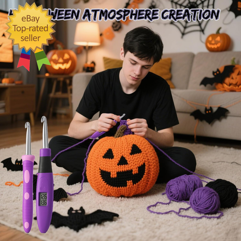 Crochet Hook with 18 Different Size for Stitch Row Counter Light Interchangeable