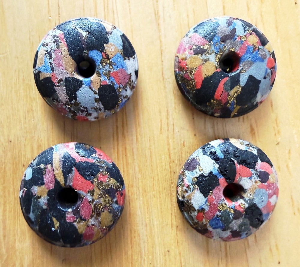 Antique Composition Whistle Buttons_Brightly Colored_4 Count_