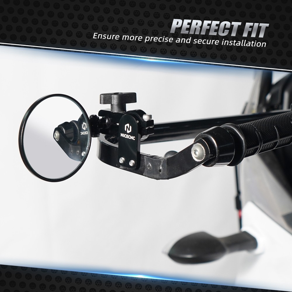 NICECNC Universal 180° Adjustable Rotatable Round Quick Flip Mirrors Kits
