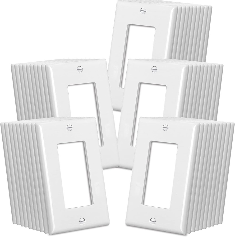 CML Decorator Wall Plates, 50 Pack Electrical 1-Gang 50 Pack, Gloss White