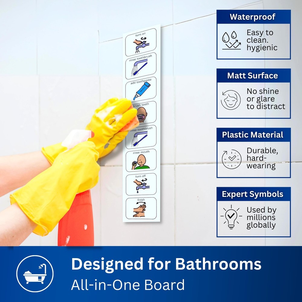 Autism Brushing Teeth Routine Chart –Visual Schedule for Kids -Premium Durabl...