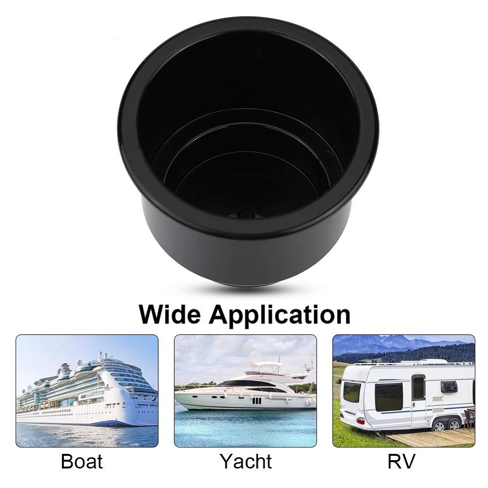Marine Cup Holder Insert, Plastic Replacement Liner with Drain Hole, Universa...
