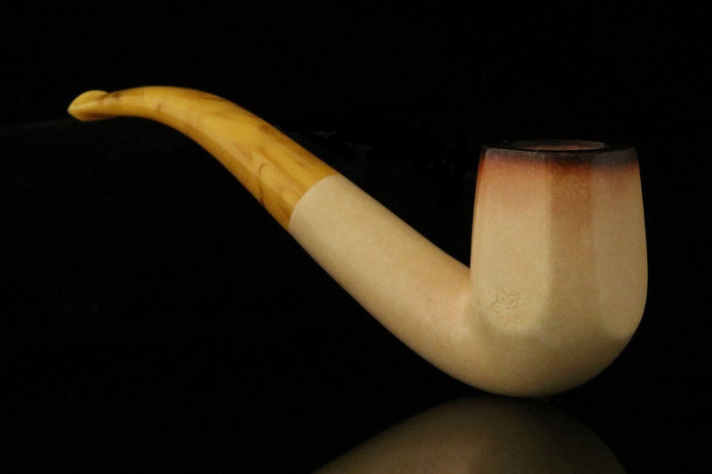 srv -Bent Panel Block Meerschaum Pipe with fitted case M2940