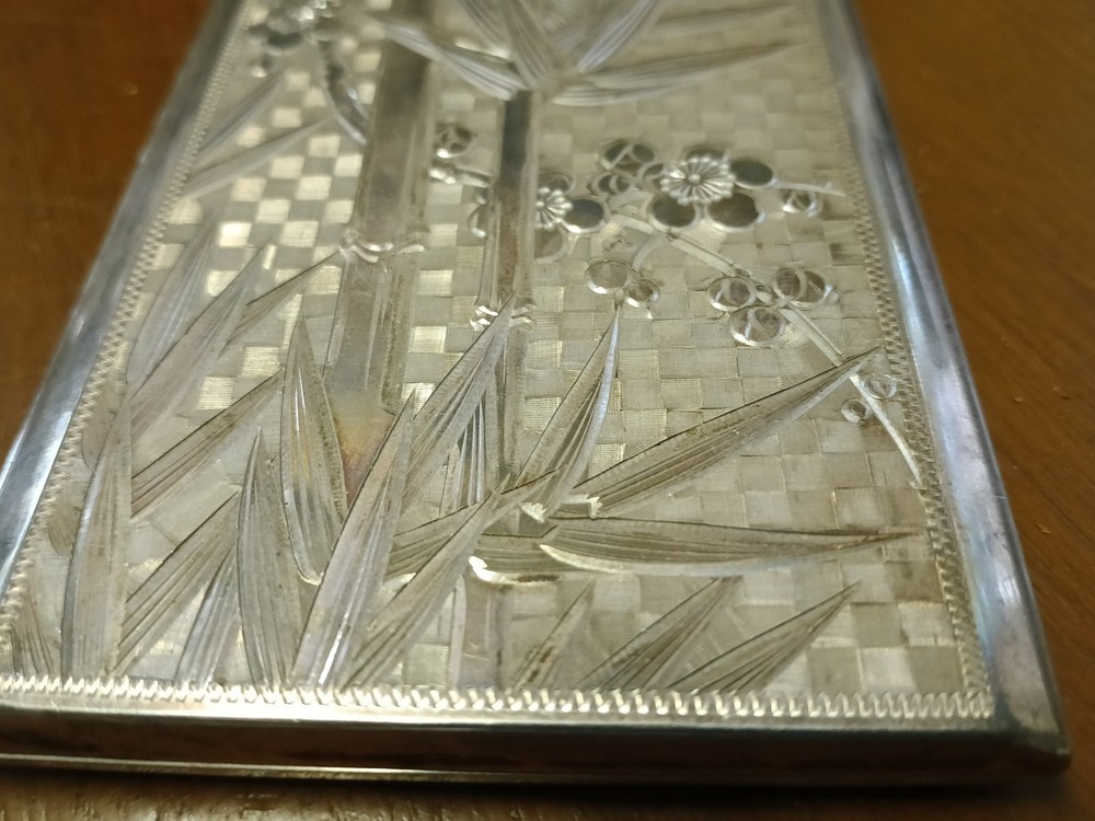 Stunning Large 950 Fine Silver Japanese Cigarette Case