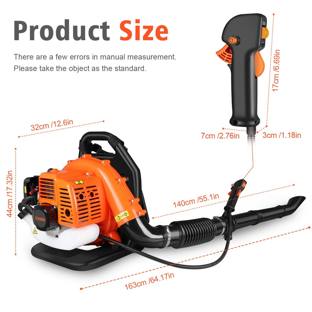 ✅Commercial Leaf Blower Snow Blower Backpack 43 CC 2-Stroke Gas Powered Engine