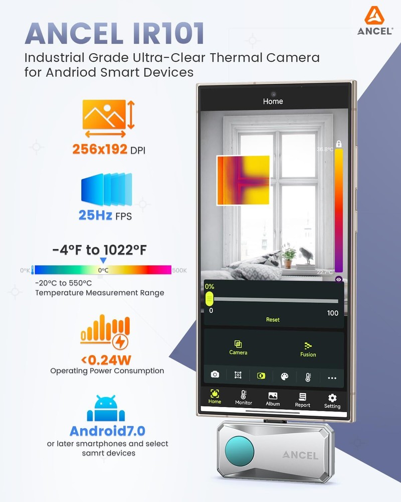 Ancel IR101 256X192 IR Thermal Imaging Camera for Android USB Type-C Pro-Grade