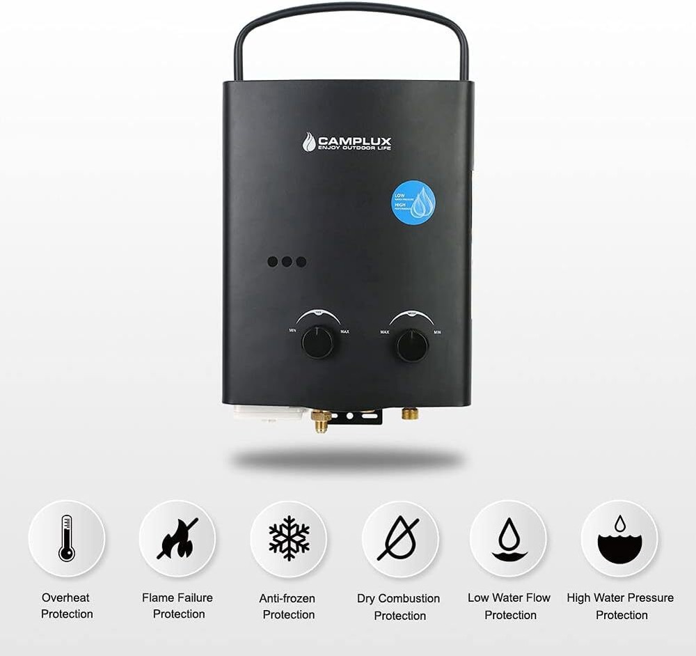 CAMPLUX 1.32GPM Portable Gas Water Heater w/Pump Kit Instant Hot Shower Outdoor