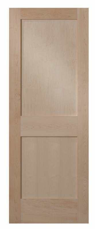 Maple 2 Panel Flat Mission / Shaker Stain Grade Solid Core Interior Wood Doors