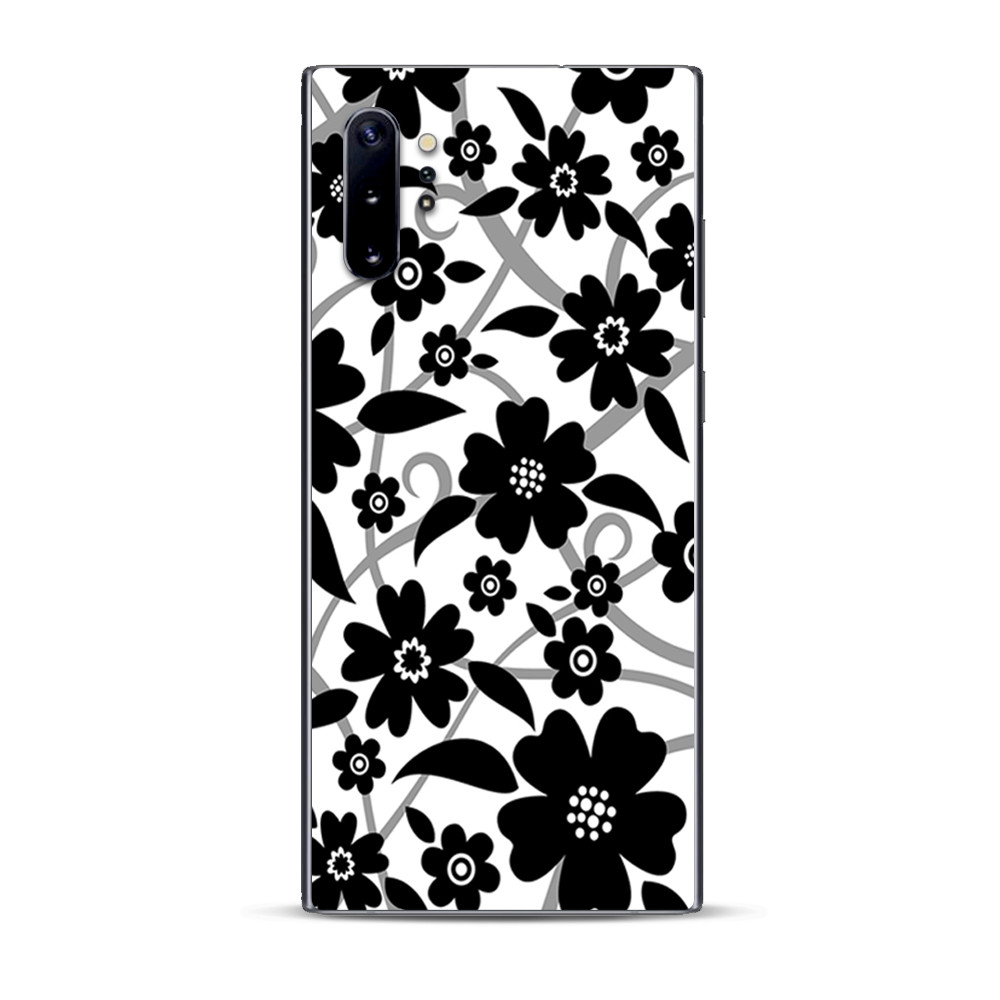 Skins Decal Wrap for Samsung Note 10 Plus Black white Flower Print