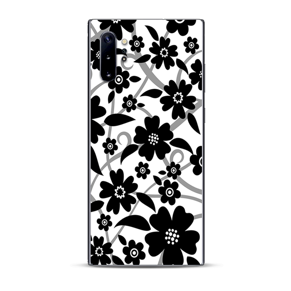Skins Decal Wrap for Samsung Note 10 Plus Black white Flower Print