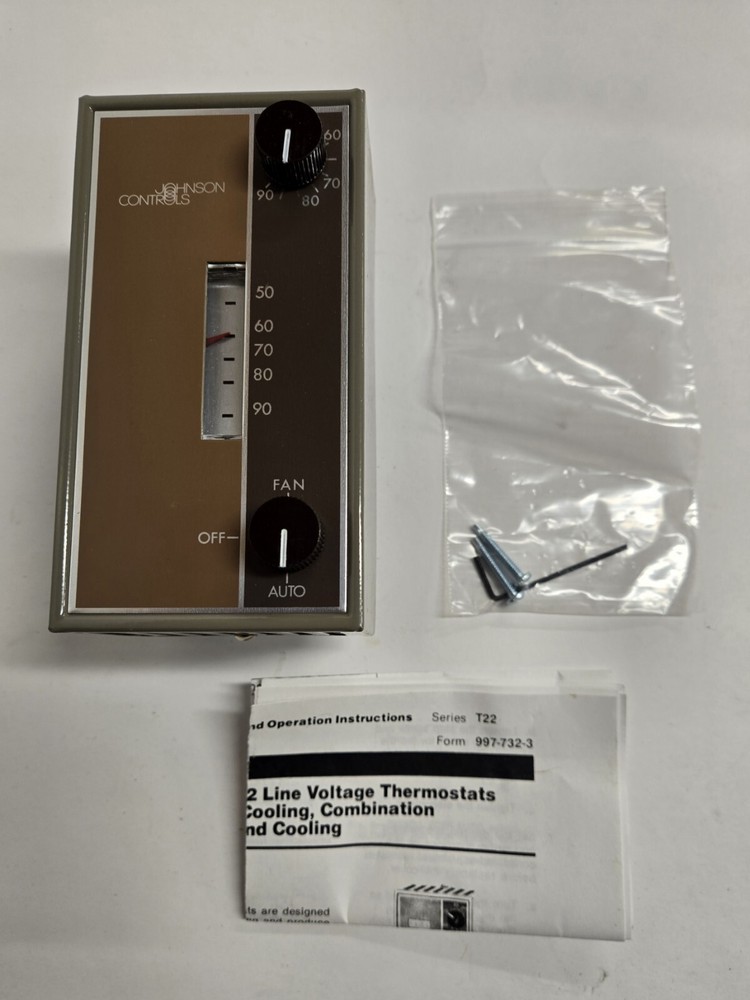 JOHNSON CONTROLS HEATING THERMOSTAT T22BBC-1C. 40/90F.