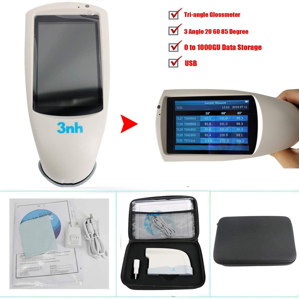 Three Angle Gloss Meter with Angle 20°/60°/85° 0-1000GU Interface USB/RS-232