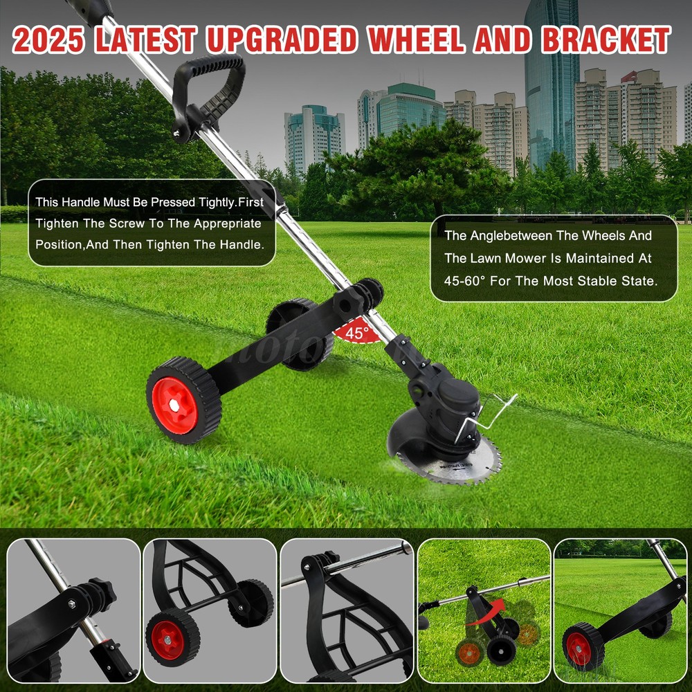 Cordless String Trimmer, Edger Weed Whacker Grass Eater Lawn Cutter w/2*2000mAh