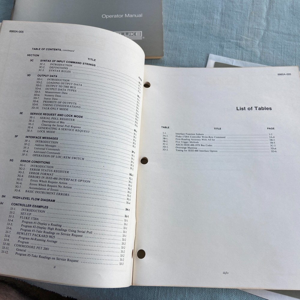 Fluke 8860A Digital Multimeter Operator Manual Handbook Instruction Calibration