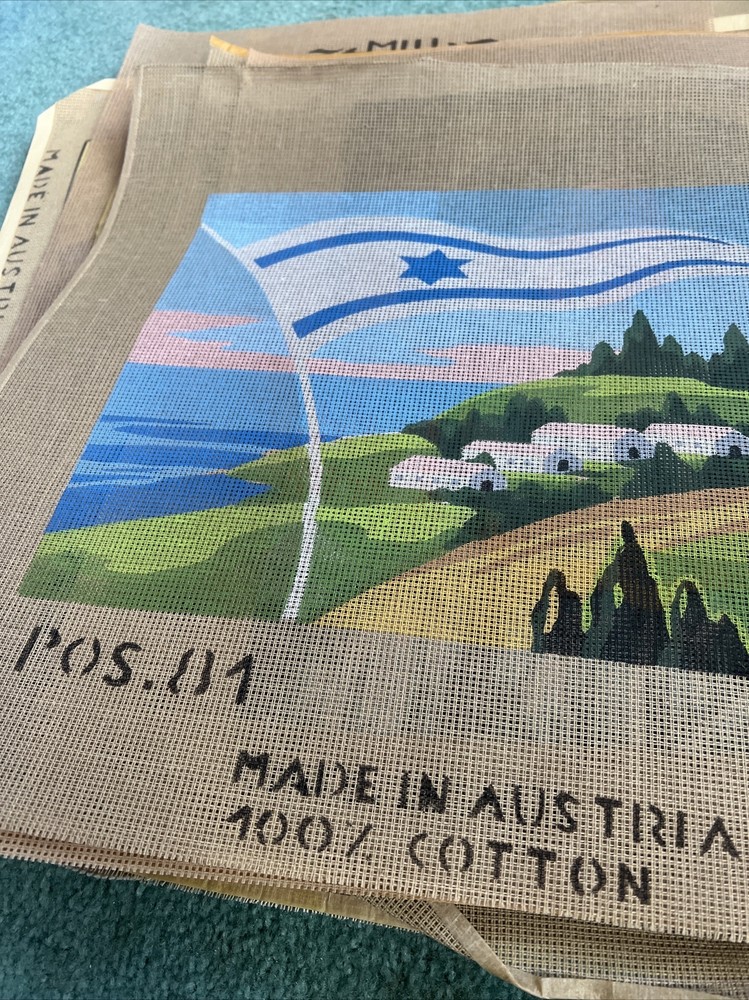 needlepoint canvas handpainted vintage