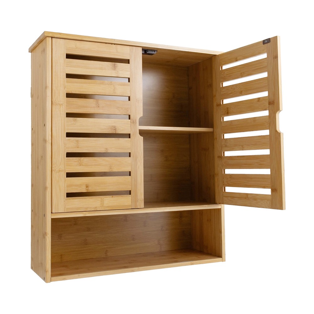3-Layer Bamboo Storage Cabinets Modern Wall Mounted Decor Racks Storage Cabinets