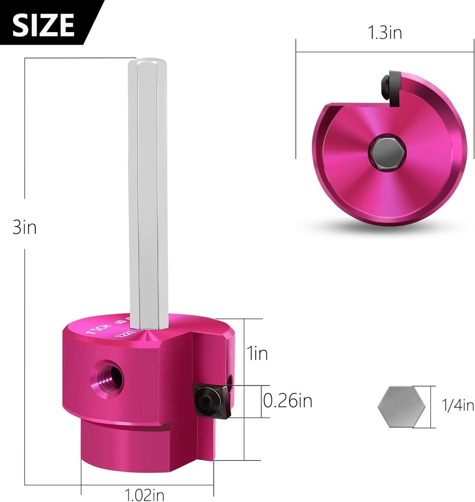 1" Head Plastic Pipe Fitting Reamer PPR100 with 1/4" Hex Shaft PVC Socket Saver