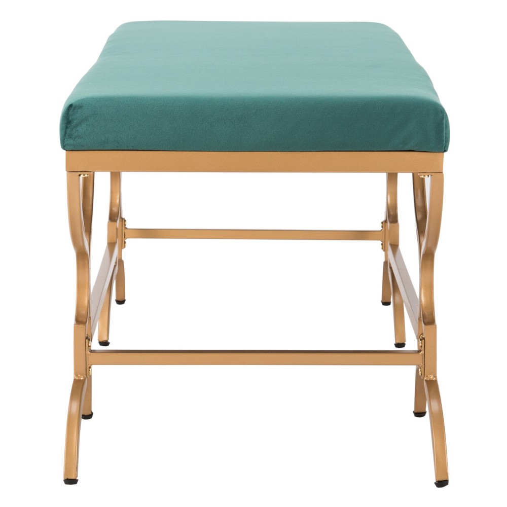 SAFAVIEH Juliet Rectangular Bench | Emerald / Gold |