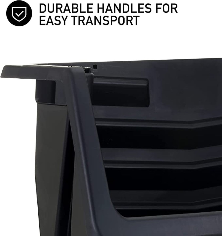 2 pack Heavy Duty Nesting Plastic Stack Bin Black