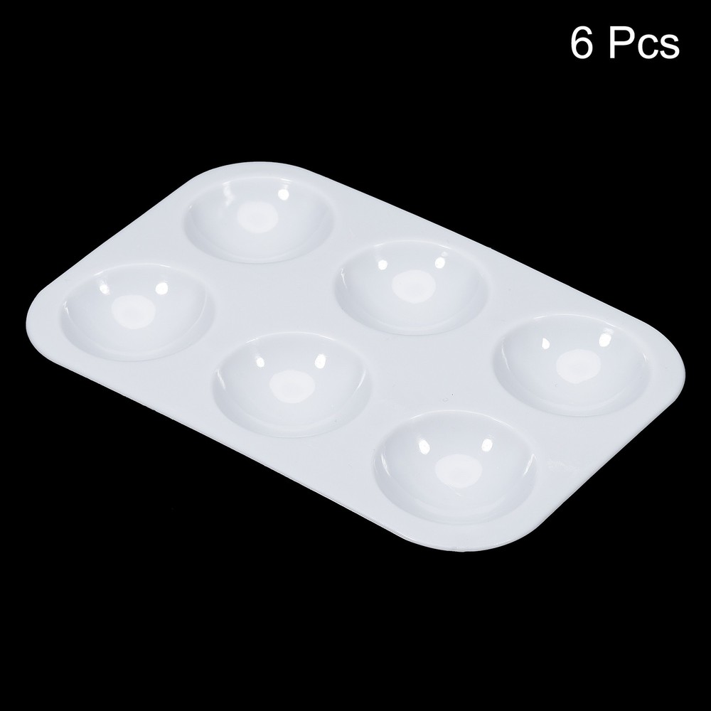 6Pack Paint Tray Palette 6 Wells Rectangular Plastic Painting Pallet Holder