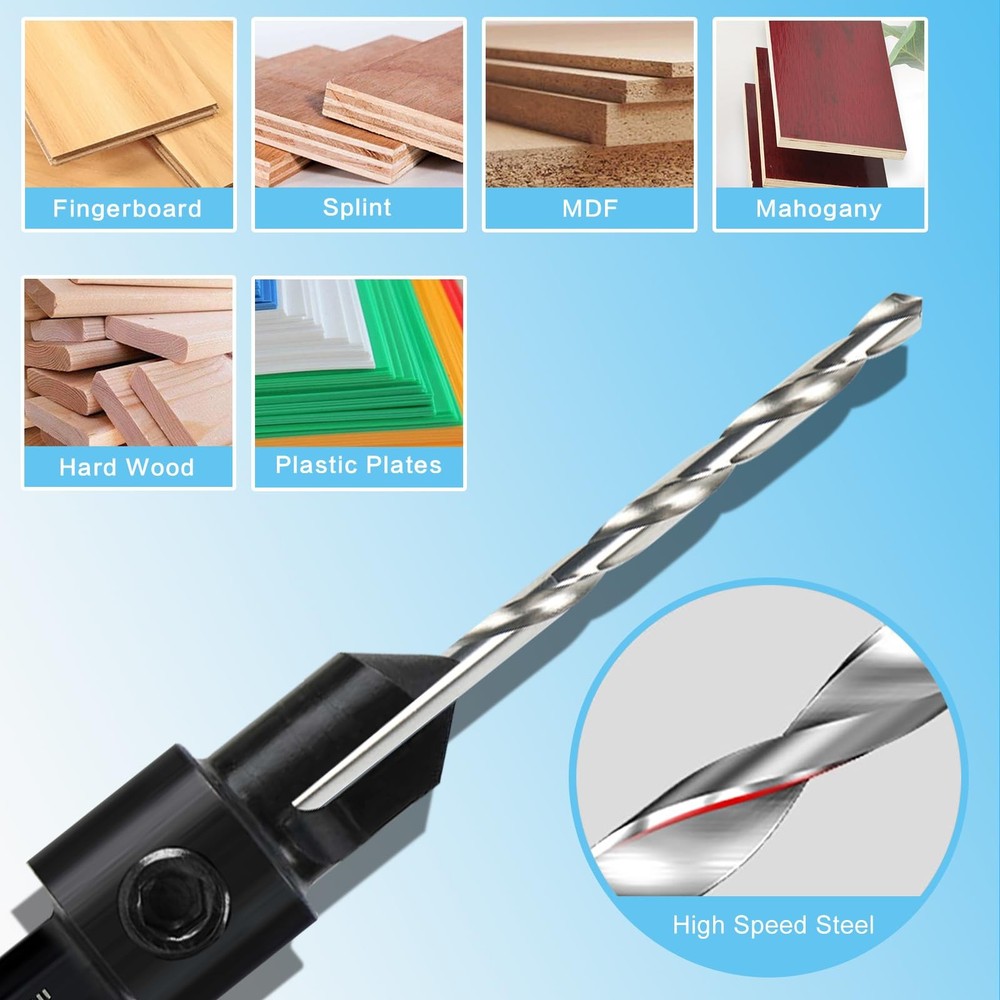 DKIBBITH 12-Piece Countersink Drill Bit Set with 12 Piece