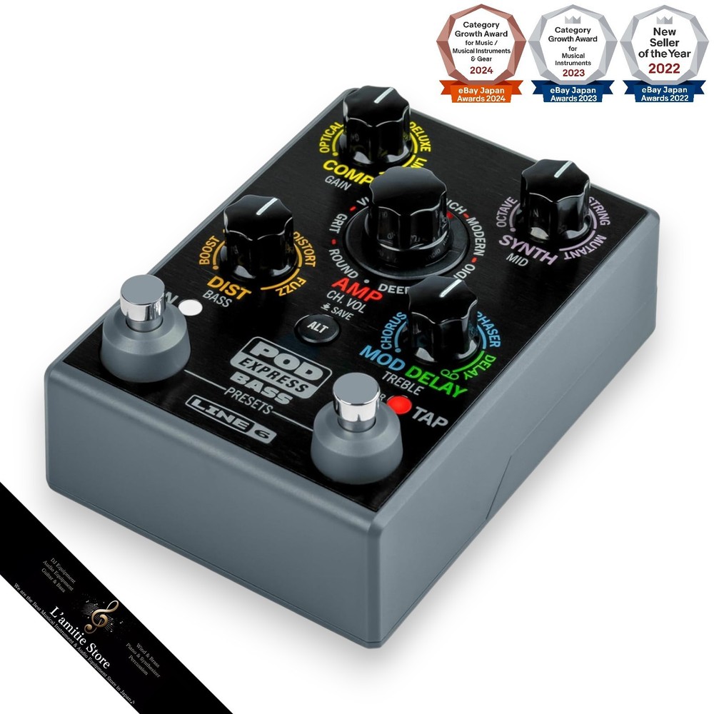 Line 6 POD Express Bass Effects Processor Black Amp Simulator Foot switch Tested