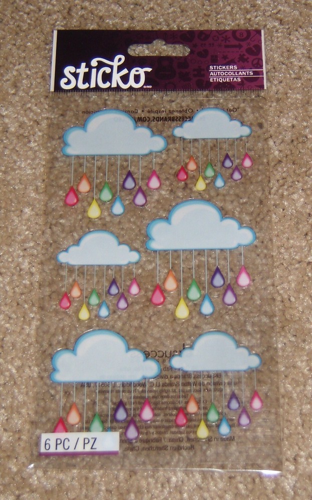 EK Success Sticko Flat  Sticker ~ Rainbow Clouds