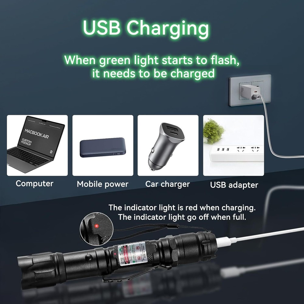 Rechargeable Green Laser Pointer, Long Range Laser Pointer Pen High Power