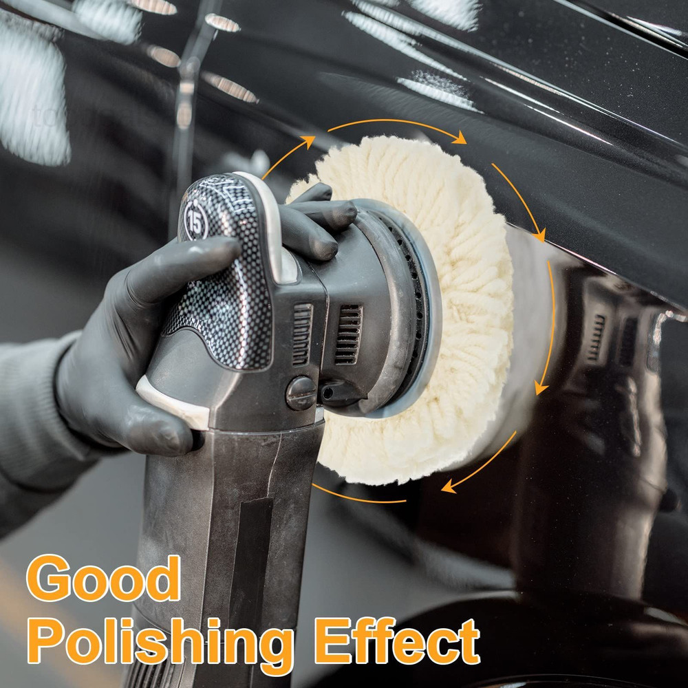 6 Pcs 3 Inch Wool Polishing Pad Hook Loop Buffing for Drill 3