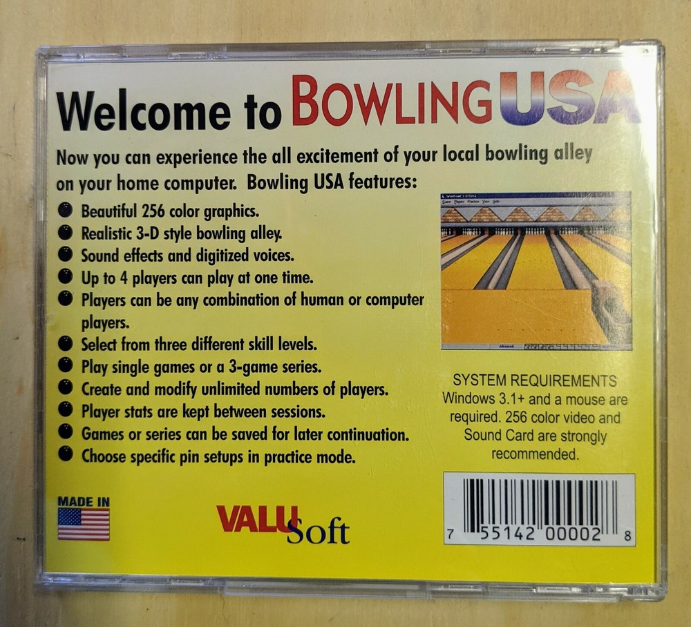 ValuSoft Bowling USA for PC / CD ROM / Windows / COMPLETE