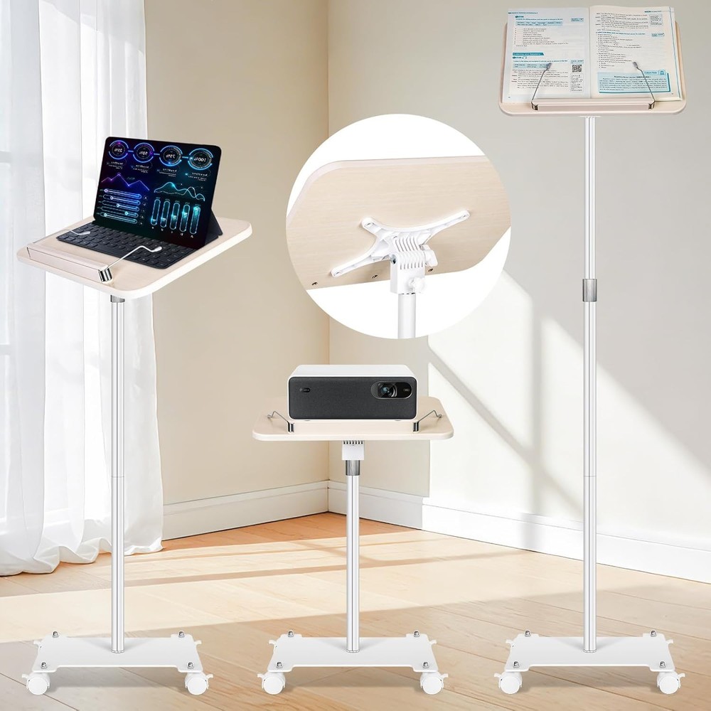 Rolling Book Stand with Wheels Adjustable 19–51" Floor Reading Podium