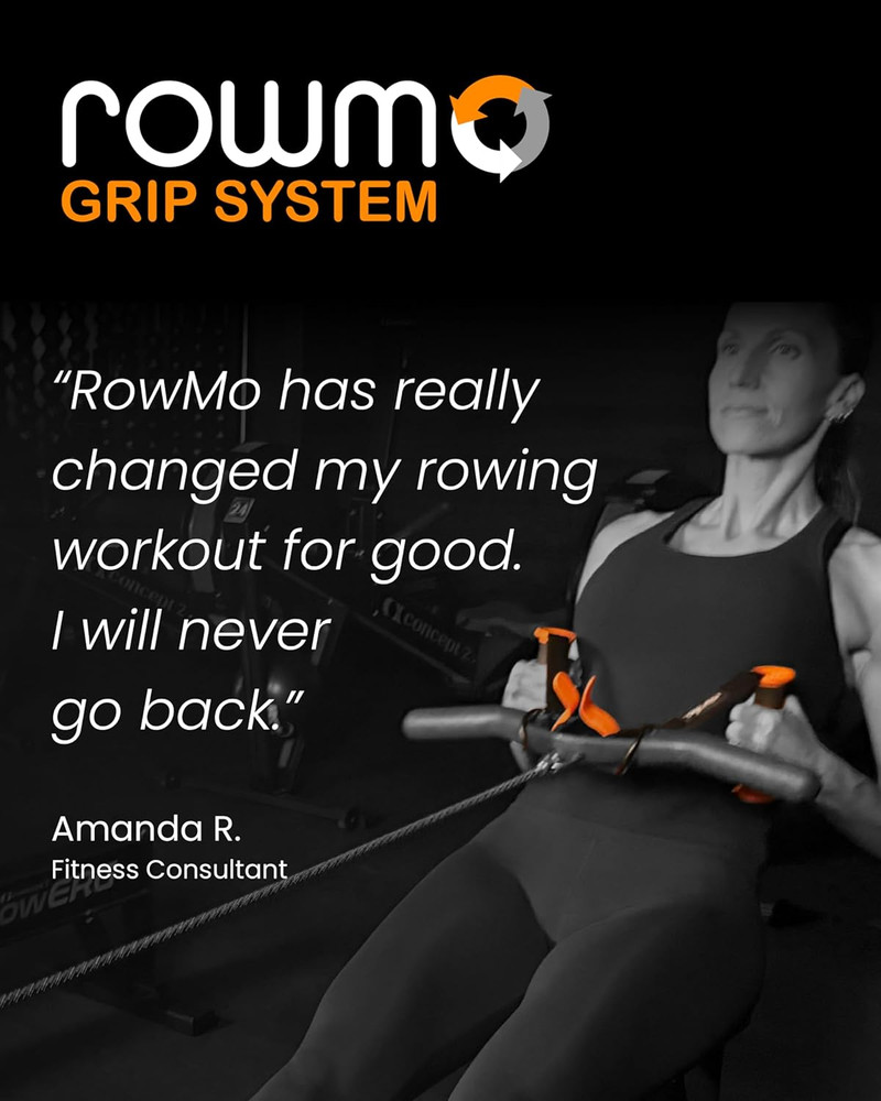 Grip System for Concept 2 Rowing Machine, Ergonomic Handles with Straps, Black a