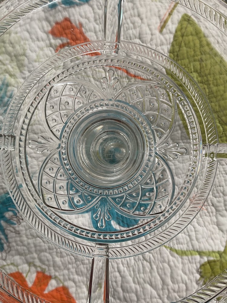 Vintage EAPG, Clear Glass Cake Stand, 11” Diameter!