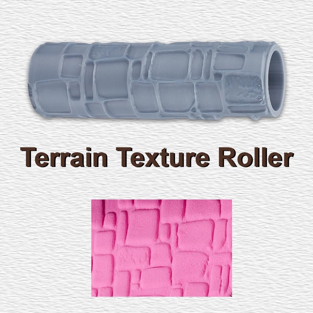 Topography Texture Roller Large Brick Clay Texture Rollers Irregular Square D...
