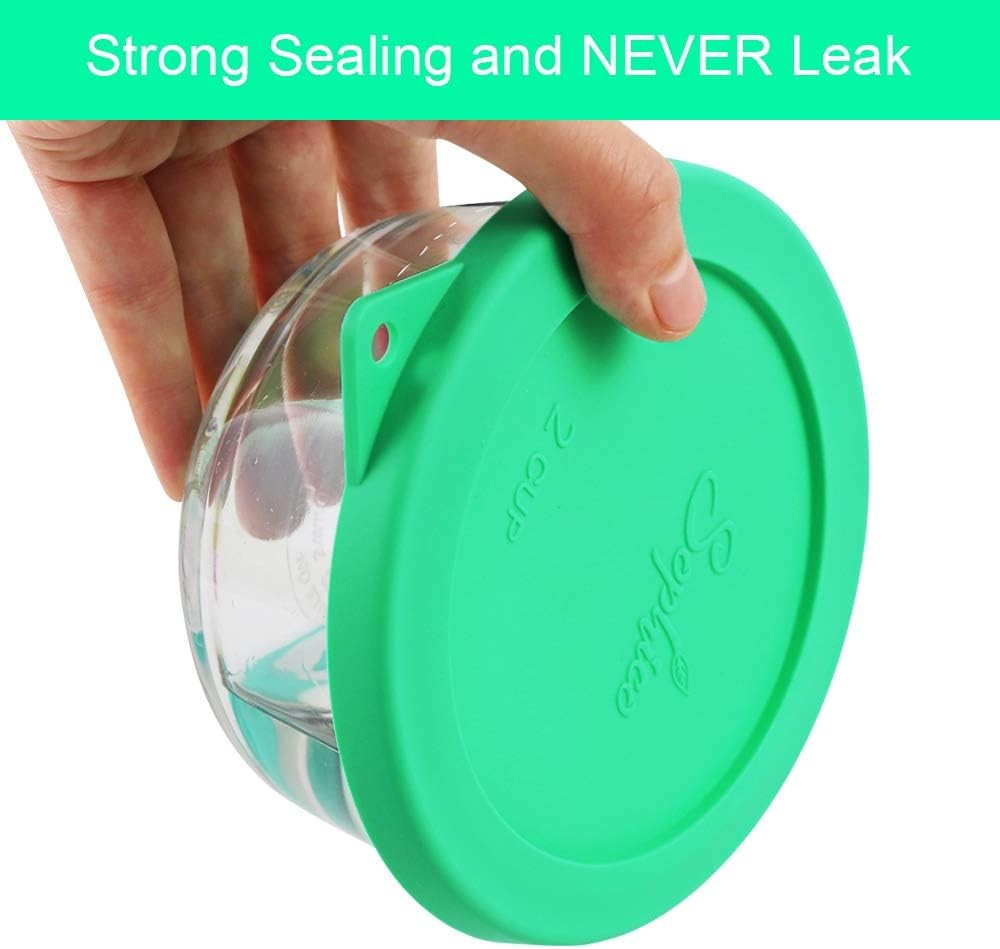 Sophico 2 Cup Round Silicone Storage Cover Lids Replacement for Green-2 pack