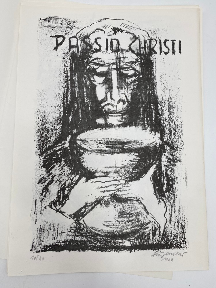 *PASSION CHRIST DRAWING FOLDER 10 PIECE EDITION SIGNED 1964 EXPRESSIONISTISC