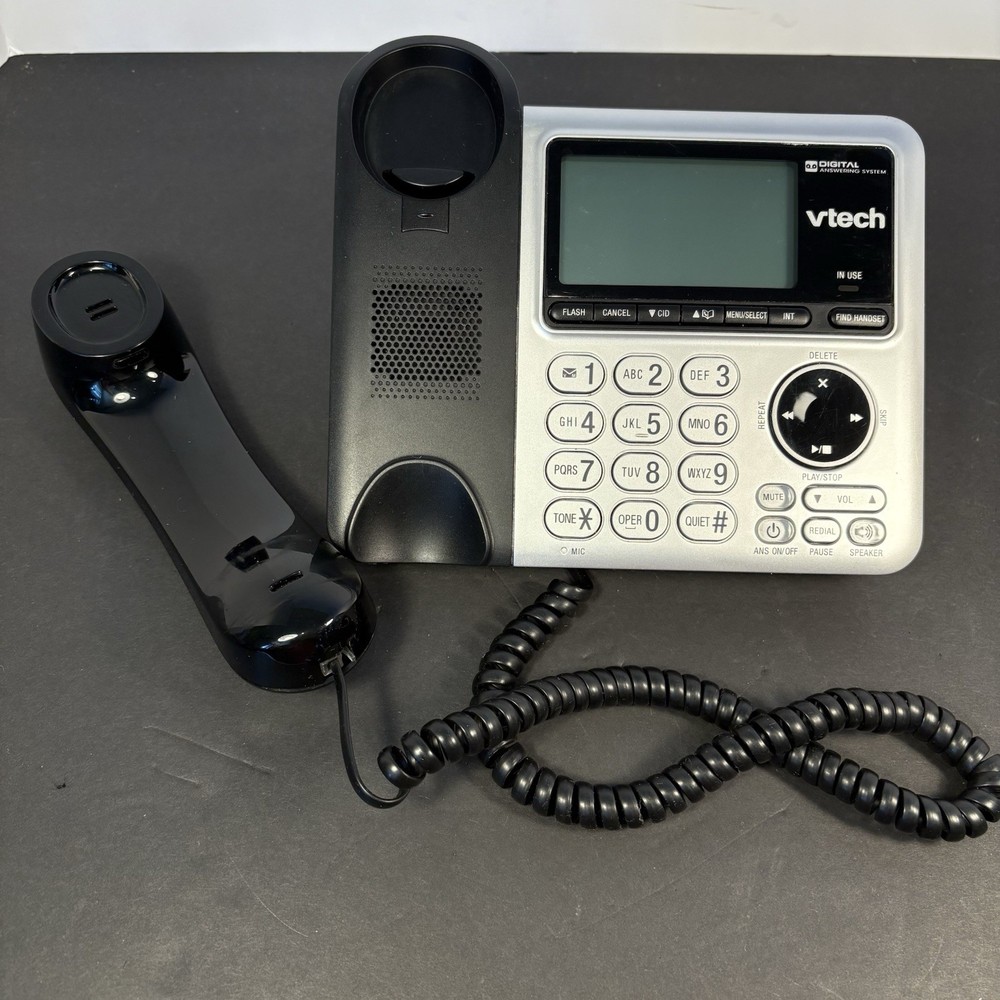 V Tech CS6649 Dect 6.0 Corded Phone Black W/Answering System