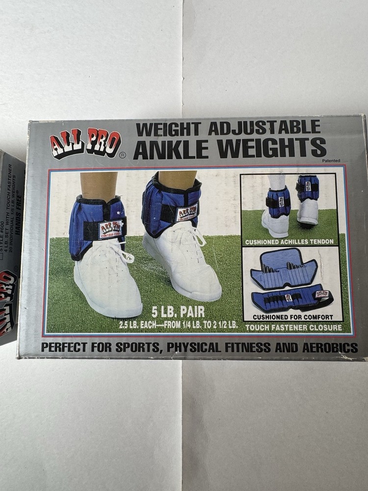 NIB All Pro 2.5 lb Ankle Weights + 2 lb Wrist Weights Adjustable Inserts 9 Lbs