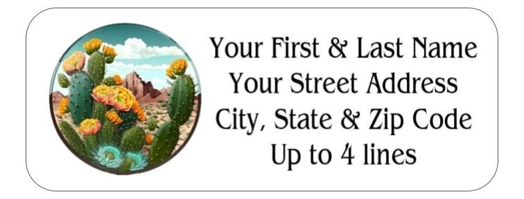 150 Beautiful Cactus Desert Scene Mailing Return Address Labels Personalized