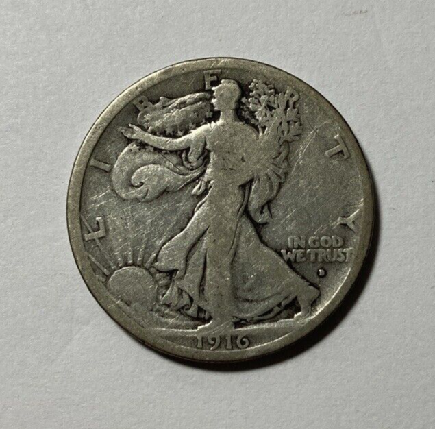 1916-D Walking Liberty Half Dollar Nice Original Good+ or Better