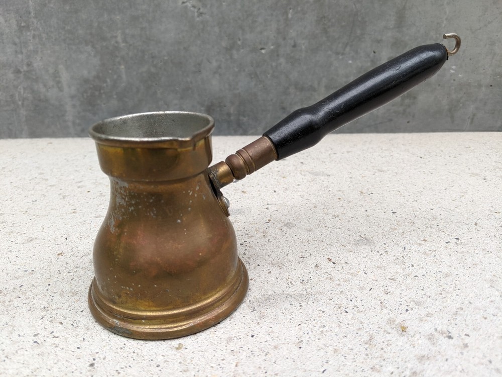 Vintage Turkish COPPER COFFEE POT Wood Handle